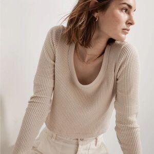 Cream Waffle Knit Long Sleeve Top